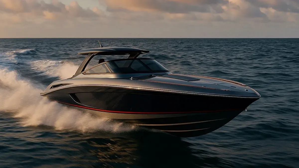 A speedboat racing across open water at sunset, a metaphor for shipping a new MVPR feature