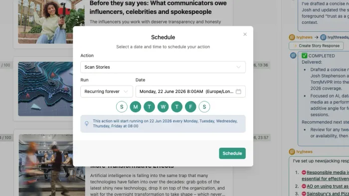 Control how frequently Ivy AI operates on your behalf